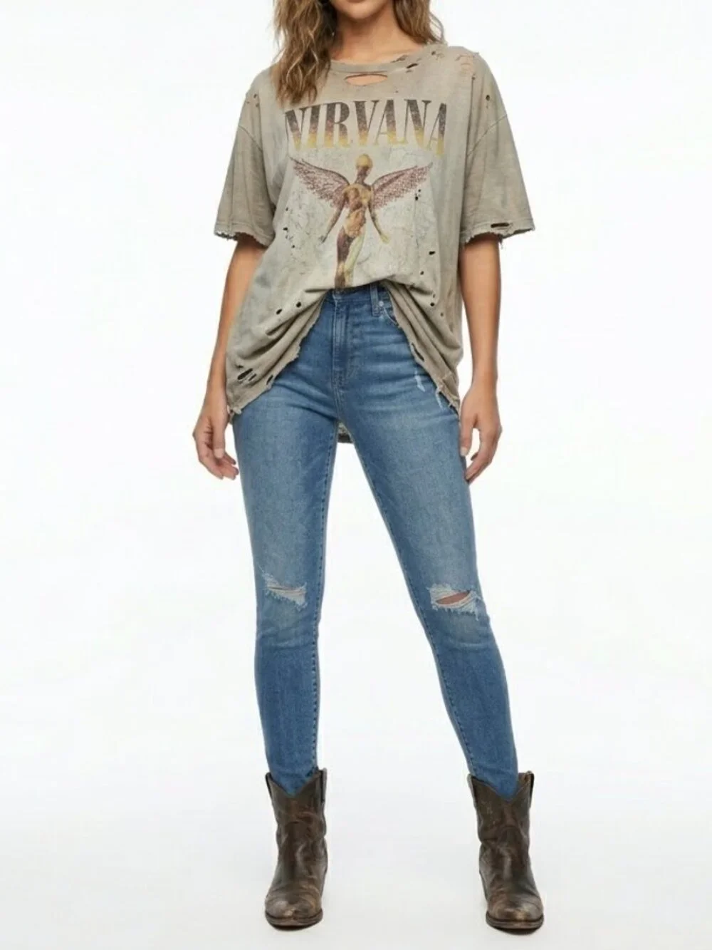 Signature by Levi Strauss Indie Sleaze Distressed Mid Rise Super Skinny Jeans 26